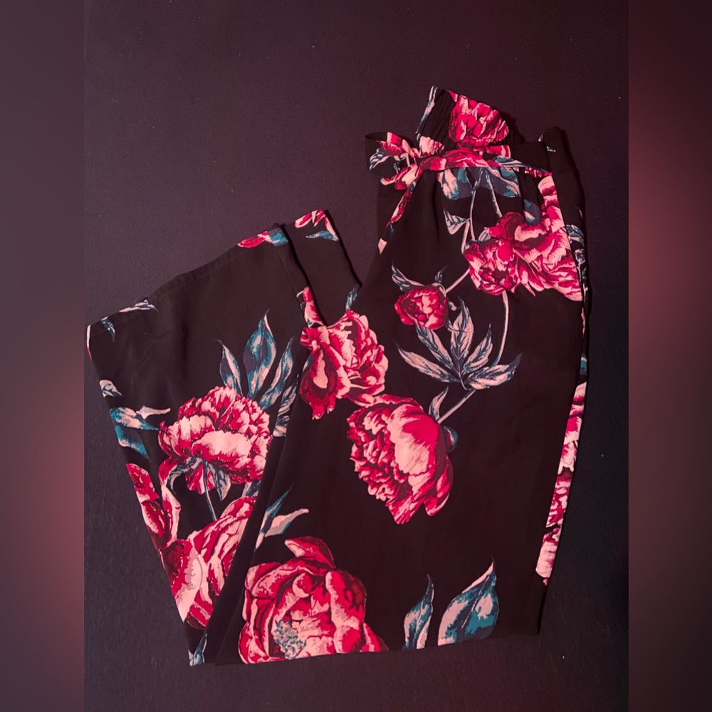 Floral Print Wide Leg Trousers